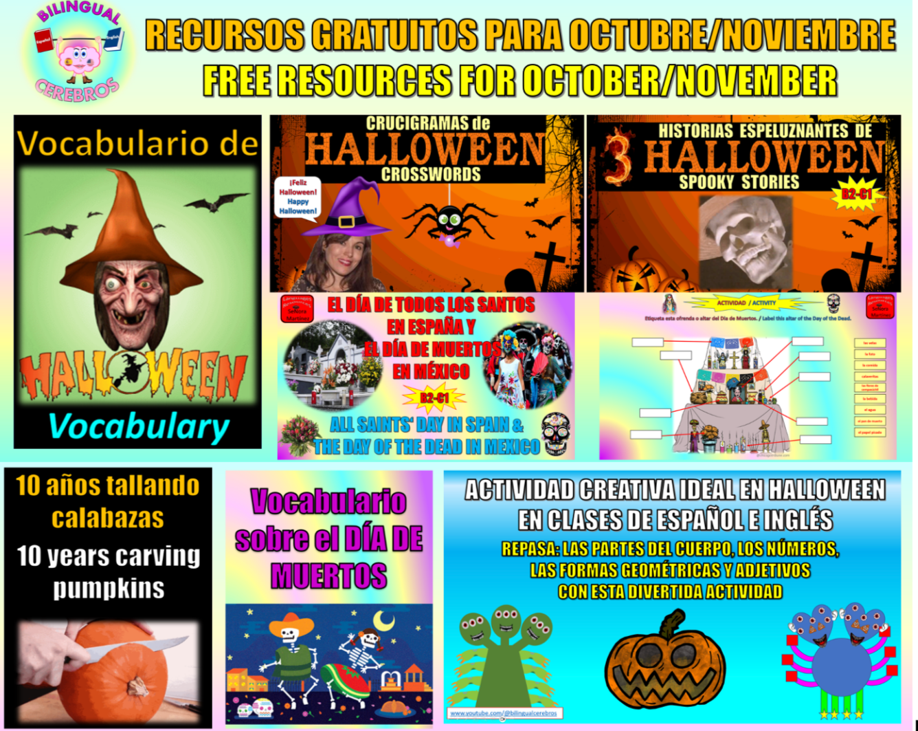 Halloween, El Día de los Muertos y El Día de Todos los Santos + Monsters Competition! (Spanish & English)